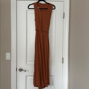 Sleeveless Brown Maxi Dress